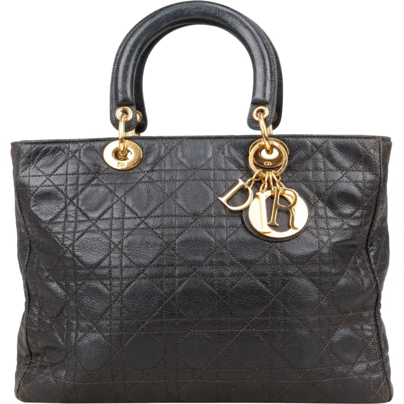 Christian Dior Quilted Caviar Leather Lady Dior Handbag - vintageandkickz