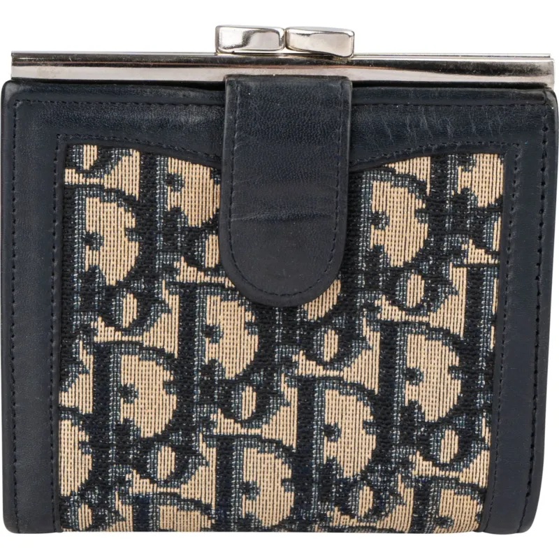 Christian Dior Trotter Monogram Oblique Canvas Frame French Wallet