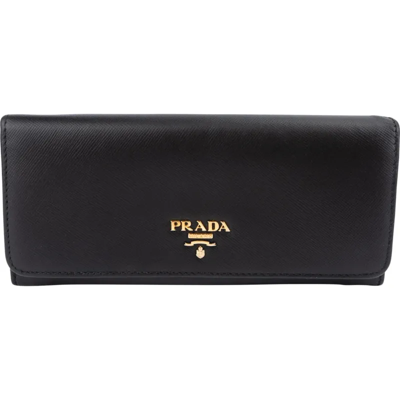 Prada Black Saffiano Leather Continental Wallet