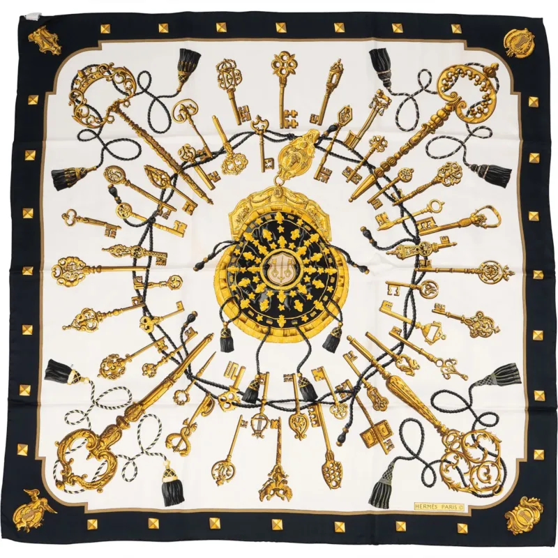 Hermès Les Clefs Pointues Silk 90 Scarf Tuch
