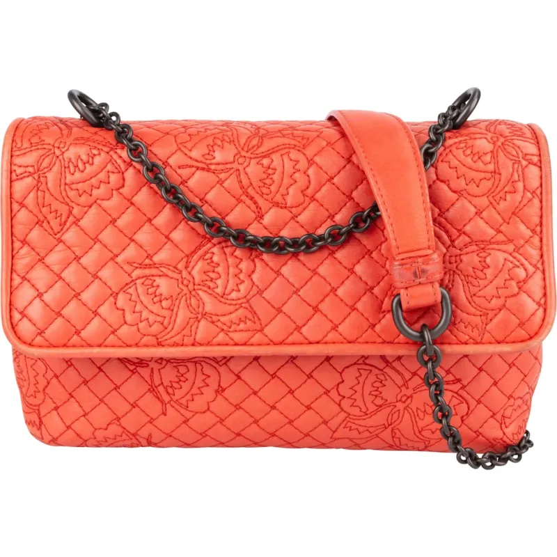 Bottega Veneta Nappa Leather Butterfly Embroidered Olimpia Crossbody Bag