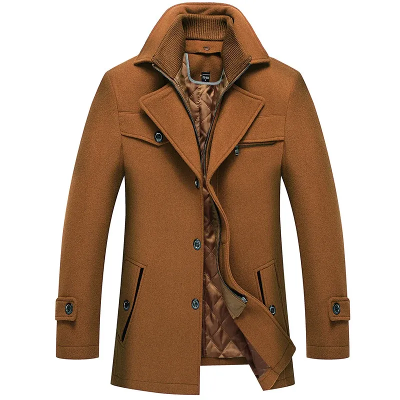 Herren Wollmix-Kurzmantel mit herausnehmbarer gesteppter Innenjacke und verdecktem Zwei-Wege-Reißverschluss – Montevé