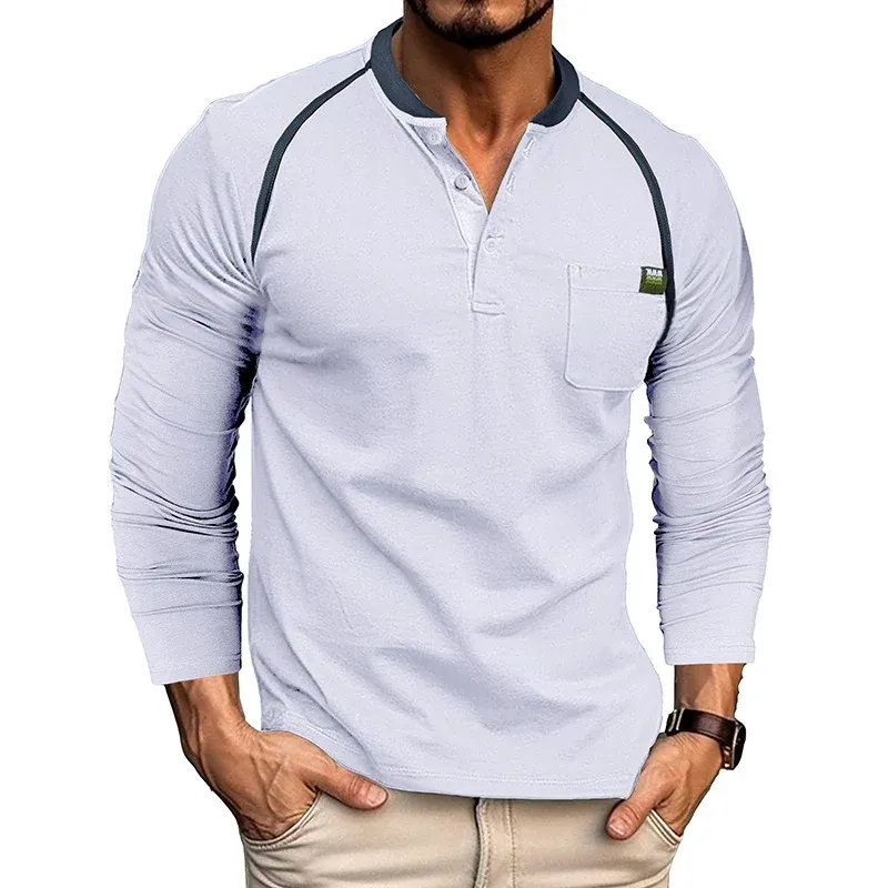 Herren Langarmshirt mit modischem Henley-Ausschnitt – Arvello