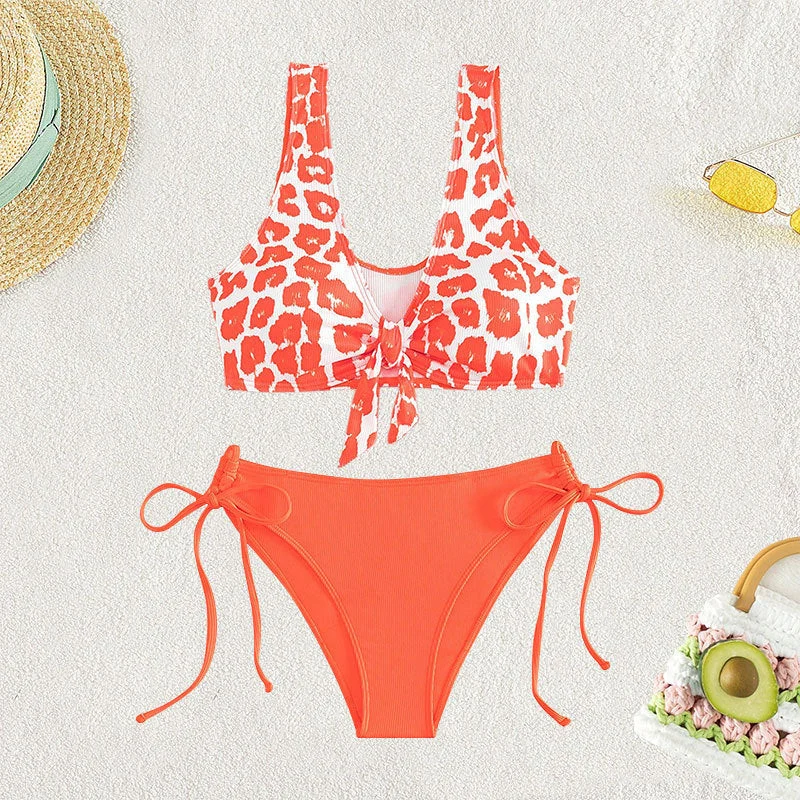 Damen Triangel-Bikini mit modischem Tiermotiv und verstellbaren Schnüren – Maréssa