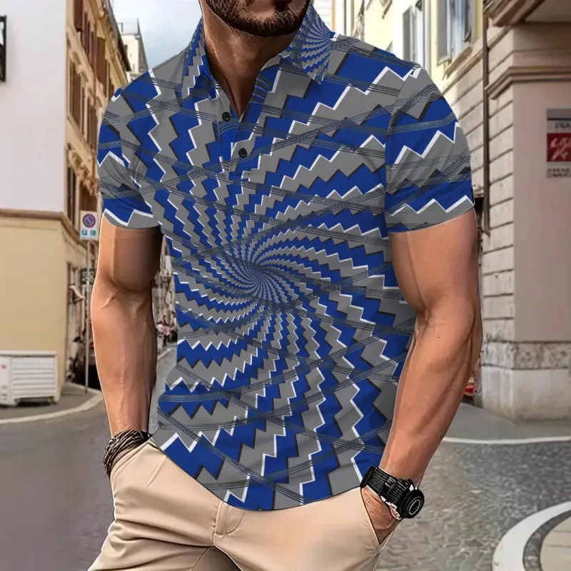 Herren Poloshirt mit modernem Wirbelmuster – Cavello