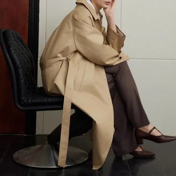 Damen elegante Trenchjacke mit Taillengürtel Echoarchiv