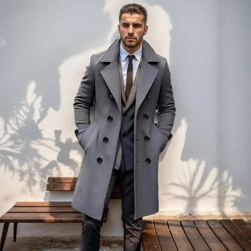 Herren stylischer Übergangs-Doppelreiher-Mantel – Montevé